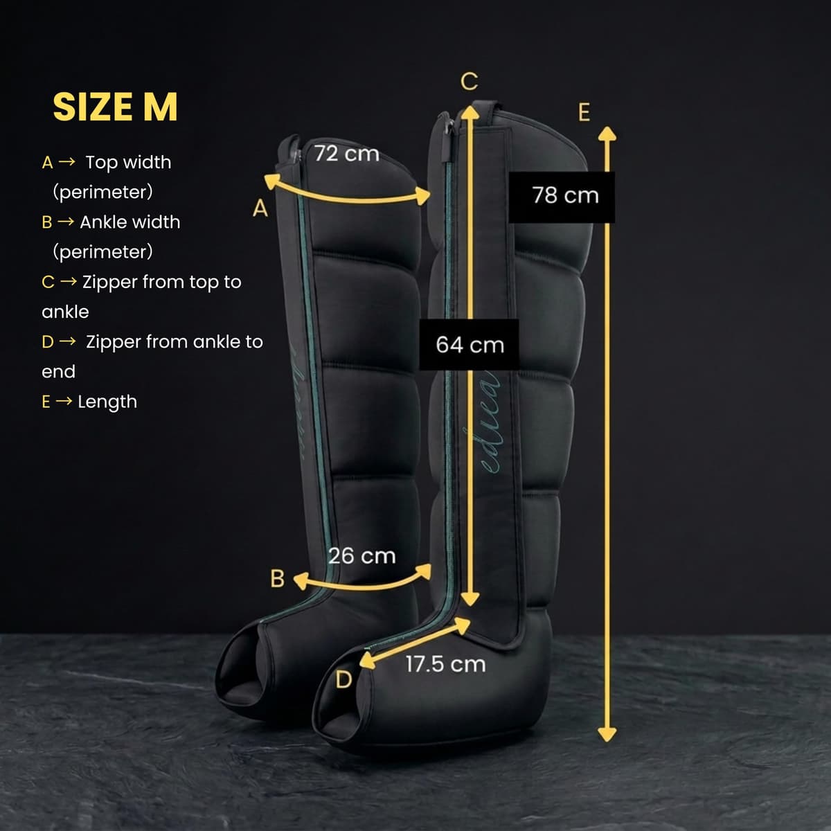 Edicare, Presoterapia para Casa Profesional con Cable – Drenaje Linfático Piernas – Botas de Presoterapia Silenciosas – Recuperación Muscular (Dispositivo y Perneras Talla: M) — view 2