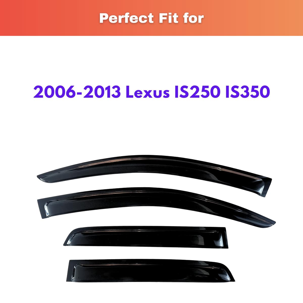 KPY Rain Guards Fit for 2006-2013 Lexus IS250 IS350, Out-Channel Window Visors Vent Wind Deflectors 4PC, Car Accessories for 06-13 Lexus is Series — view 2