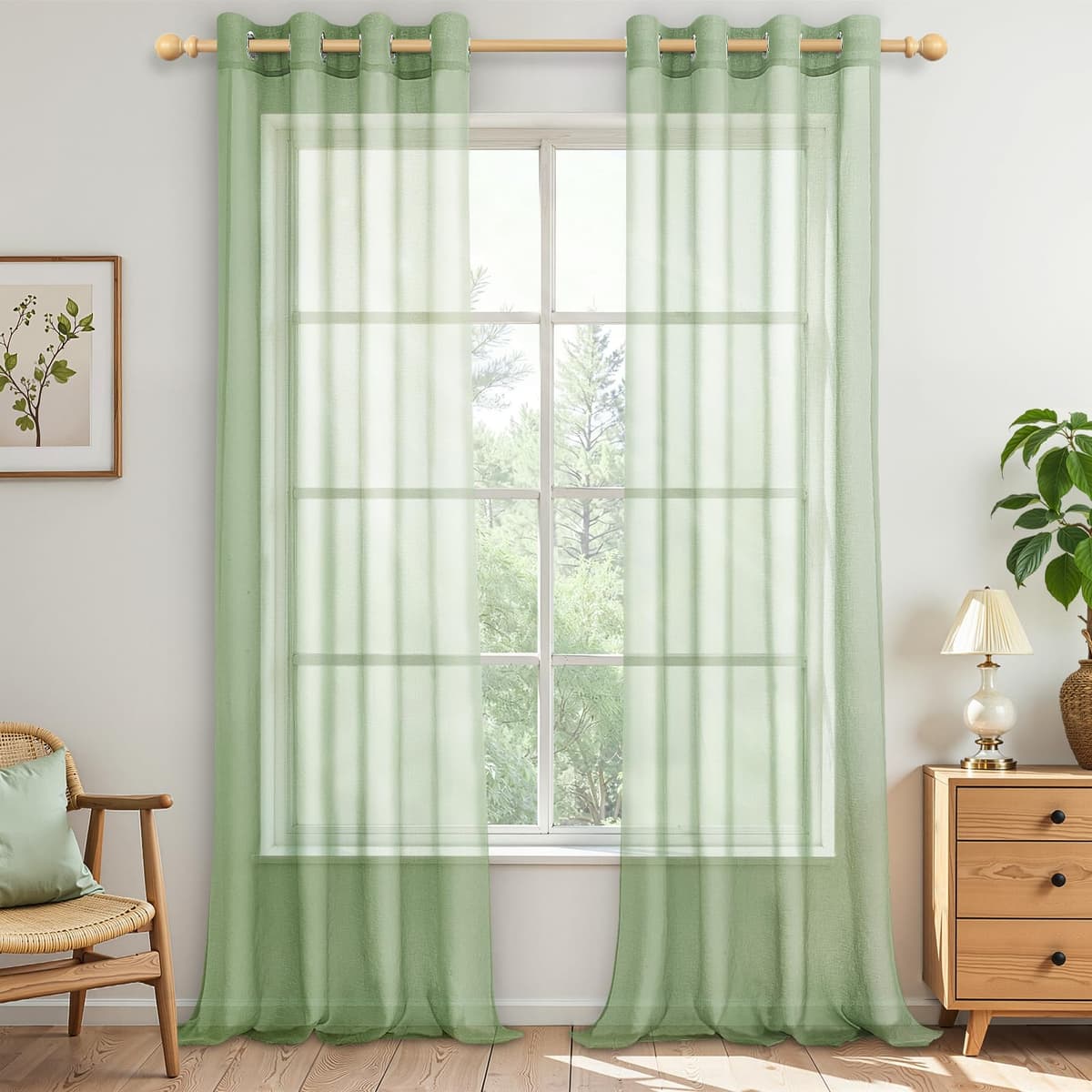 MRTREES Cortina para Ventana Dormitorio Translúcidas Visillos Paneles para Ventanas Sala para Niños Sala Comedor 2 Piezas 140×245cm Blanco — view 30