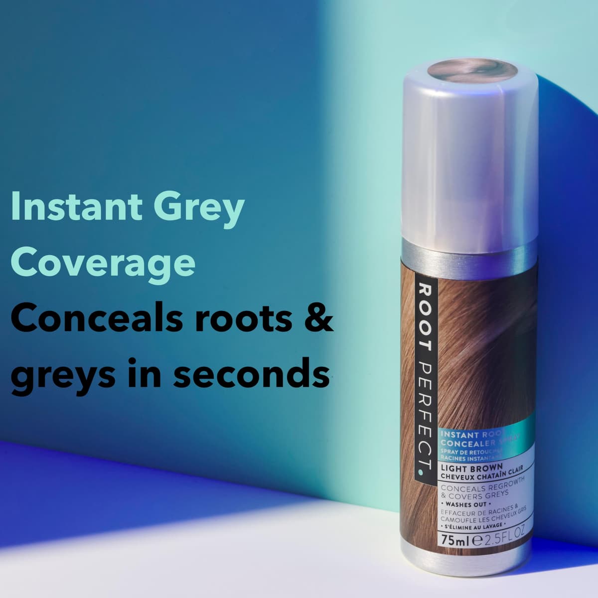 ROOT PERFECT Medium Brown Root Concealer Spray - Hair Color Touch Up for Gray Coverage - Instant Temporary Color - Quick & Easy Application - Undetectable Natural Look 75ml — view 3