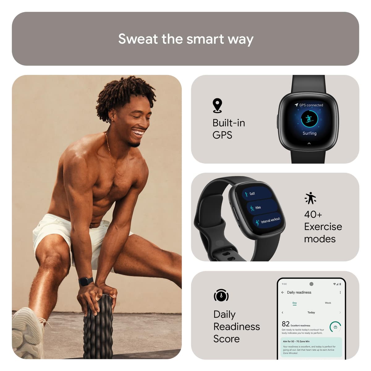 Google Fitbit Versa 4 Fitness Smartwatch with built-in GPS and up to 6 days battery life - compatible with iOS 15 or higher & Android OS 9.0 or higher — view 3