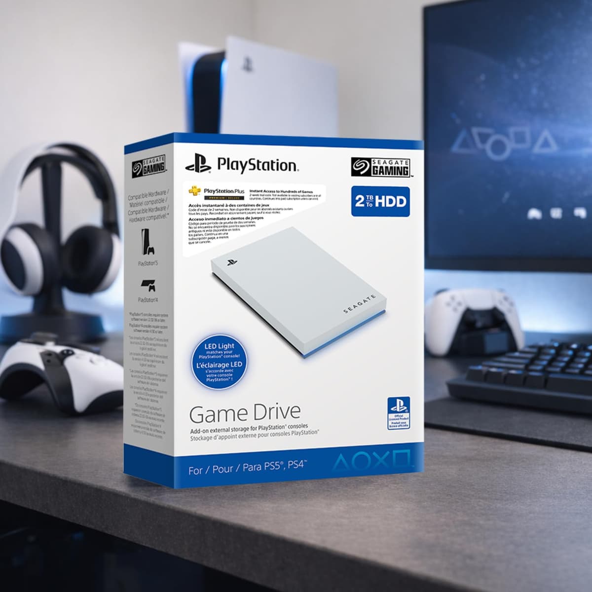 Seagate Game Drive PS4/PS5 5TB, disco duro externo portátil, 2,5", USB 3.0, blanco, LED azul, Plug and Play (STLV5000202) — view 10