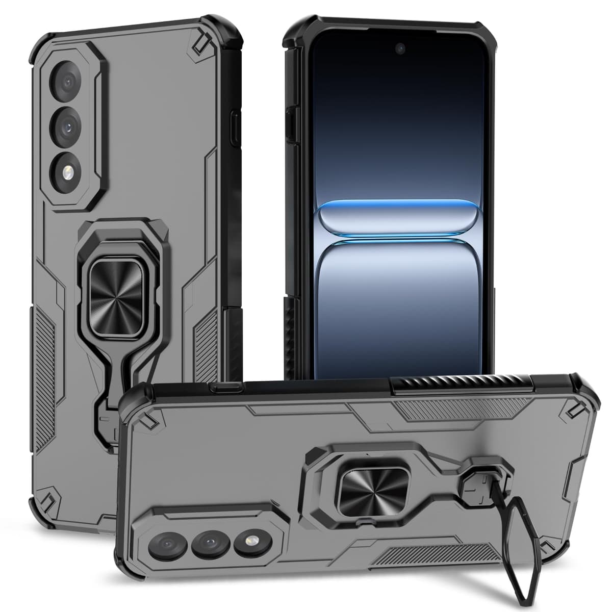 Funda para CMF Phone 2 Pro, Carcasa Antigolpes con Soporte anular metálico, Case Protectora de Grado Militar, Negro — view 757