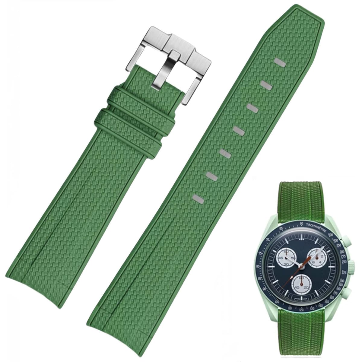 Correa de reloj para reloj Moonswatch, 20 mm, extremo curvado, estilo de tejido, caucho de silicona premium, correa de repuesto de goma de silicona, compatible con Omega XSwatch Moonswatch — view 11