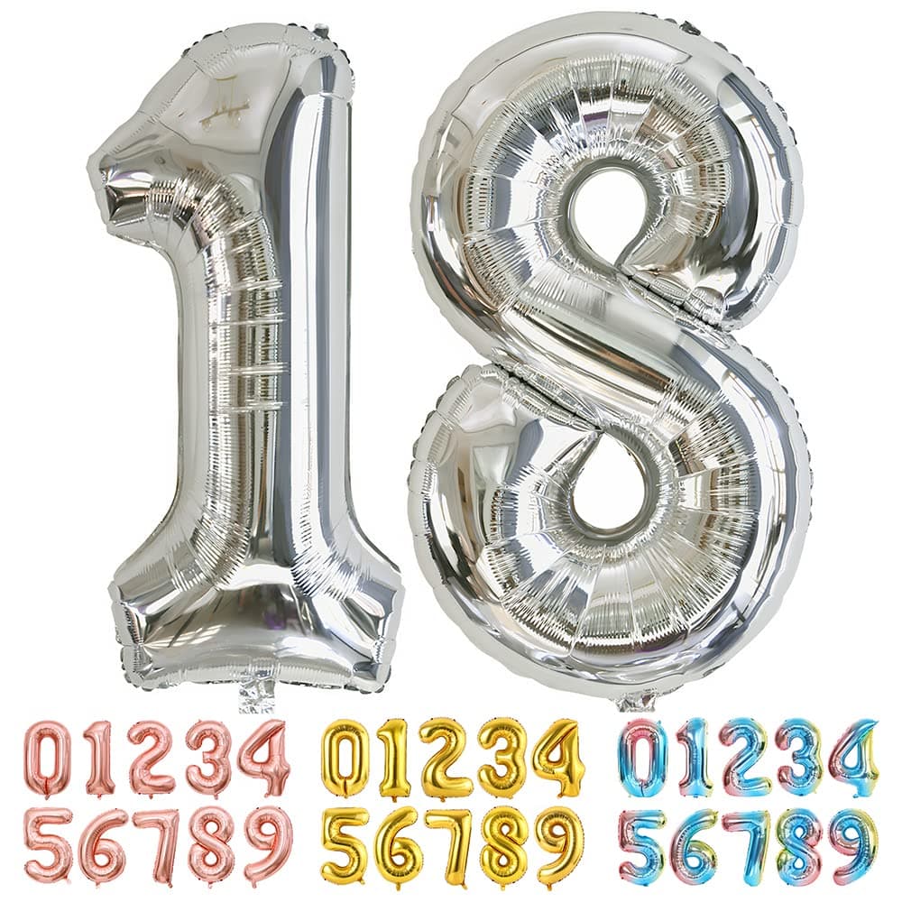Foil Globo Número 5 Azul 40" (101cm), Inflable Helio o aire, Gigante Numeros 0-9, 10-19, 20-29, 30-100, Grande Globos Decoración para La Boda Aniversario y Cumpleaños Fiestas — view 107