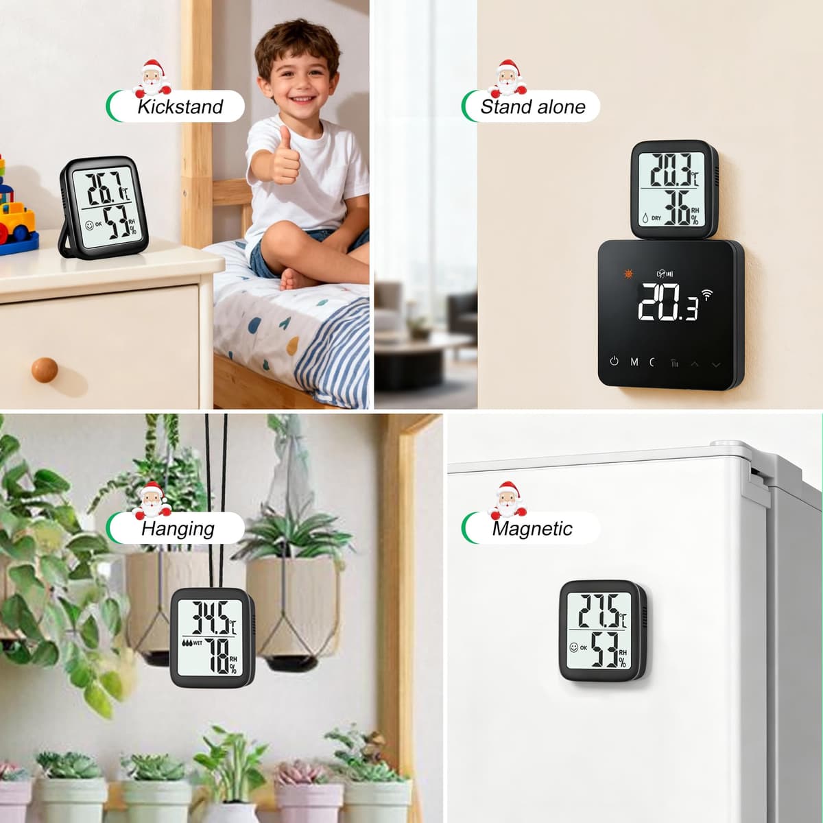 Antonki 2 Pack Room Thermometer for Home Indoor Hygrometer Humidity Meter Gauge Digital Temperature and Humidity Sensor Monitor for House Terrarium Incubator Greenhouse - Battery Included — view 6