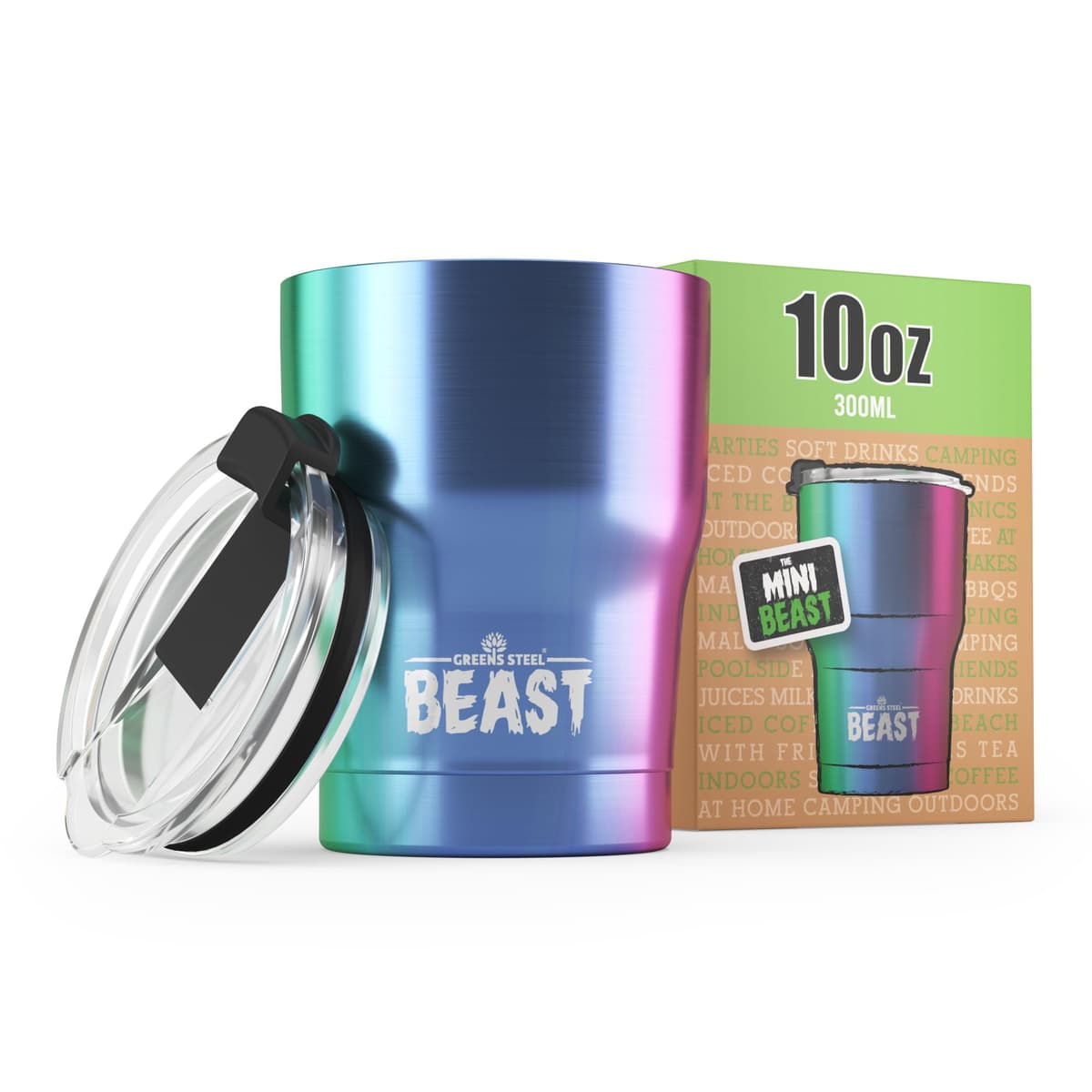 Greens Steel Beast Tumbler – 550 ml (20 oz), Coral | Vaso de acero inoxidable reutilizable con aislamiento al vacío | con 2 pajitas y cepillo de limpieza | Termo de viaje de doble pared — view 32