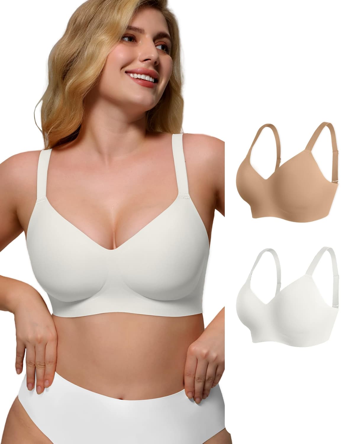 As Fairy Womens Soft Comfortable No Underwire Bras V Neck Seamless Push Up Bralettes Full Coverage Tshirt Brassiere — view 21