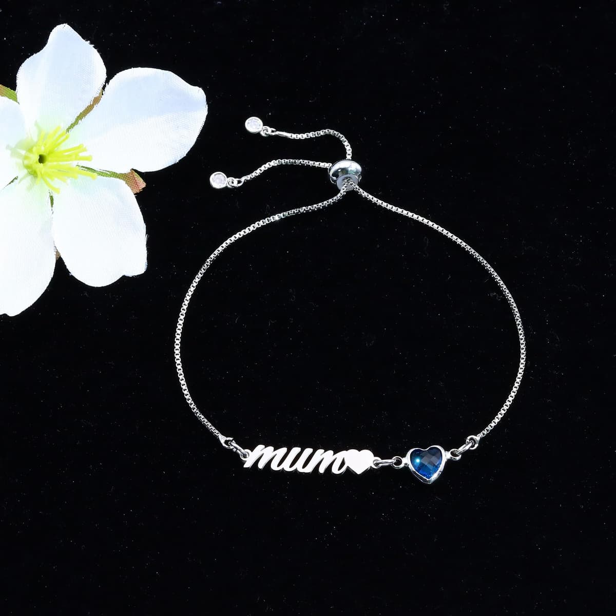 Silver Bracelet for Women.Adjustable Sliding Jewellery Gift for Mum Auntie Daughter Sisters Wife — view 4