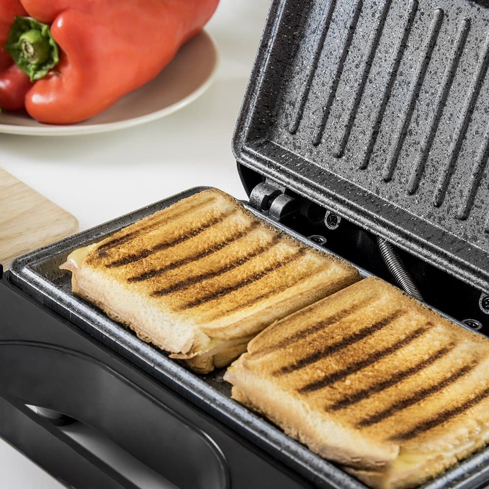 Cecotec Sandwich Maker with Non-Stick Coating Rock'nToast Square. 750 W, Stone Coating, Capacity for 2 Sandwiches and Grill Surface, Cold Touch Handle, Cable Catcher — view 5
