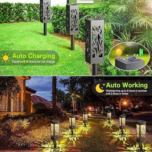 LETMY Solar Lights Outdoor, IP65 Waterproof Solar Pathway Lights Outdoor, Auto On/Off Solar Garden Lights Landscape Lighting for Driveway Patio Yard Lawn Walkway Garden Decor, 6 Pack — view 3