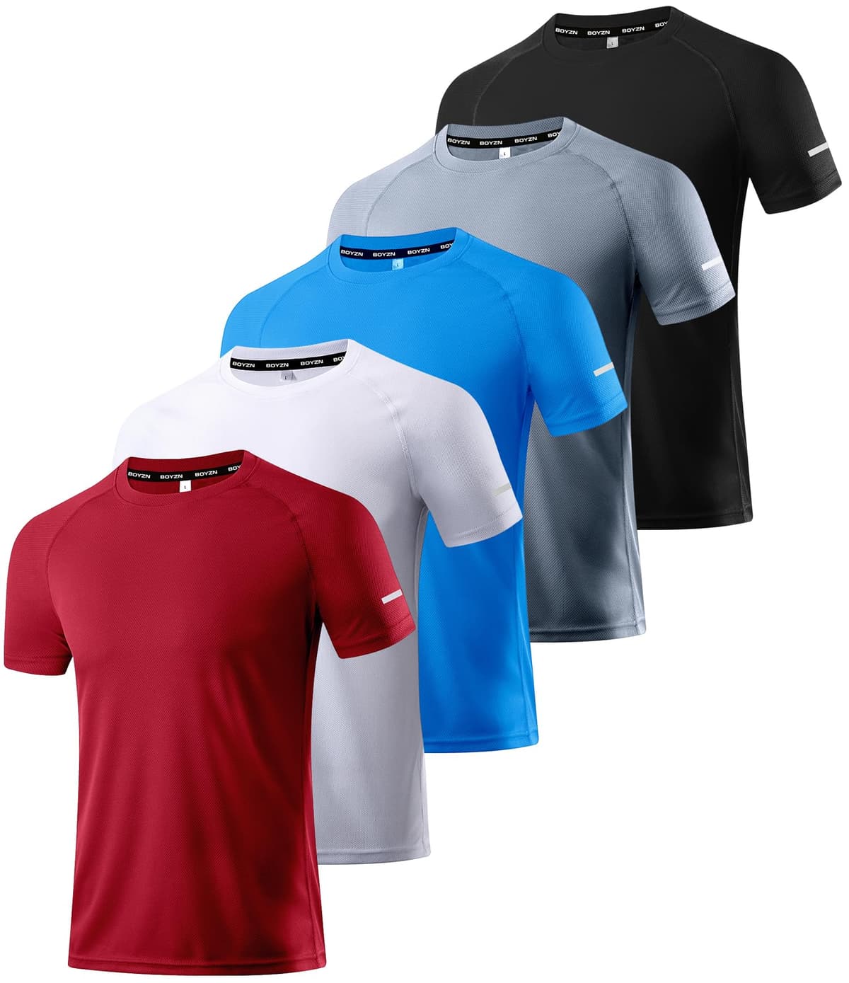 Boyzn 1, 3, 5 or 7 Pack Men's Workout Running Shirts, Dry Fit Moisture Wicking T-Shirt, Gym Athletic Short Sleeve Tee Shirts — view 7