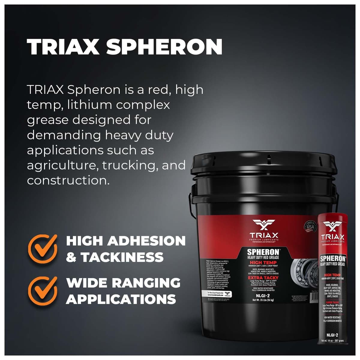 TRIAX Spheron HT - Grasa Roja Consistente e Impermeable - Alta Temperatura 204 °C y Presión Extrema - Para Rodamientos, Quintas Ruedas, Chasis y Juntas - Cartucho da 400 g — view 3
