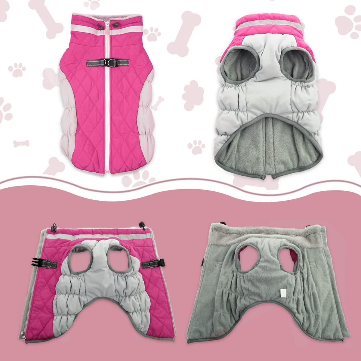 Lelepet Dog Coat Warm Dog Winter Coat Waterproof Dogs Jacket with Harness Built in Reflective Pet Fleece Vest Zip-Up Cold Weather Coats for Large Dogs Turtleneck & Windproof Coats Boston Terrier L — view 2