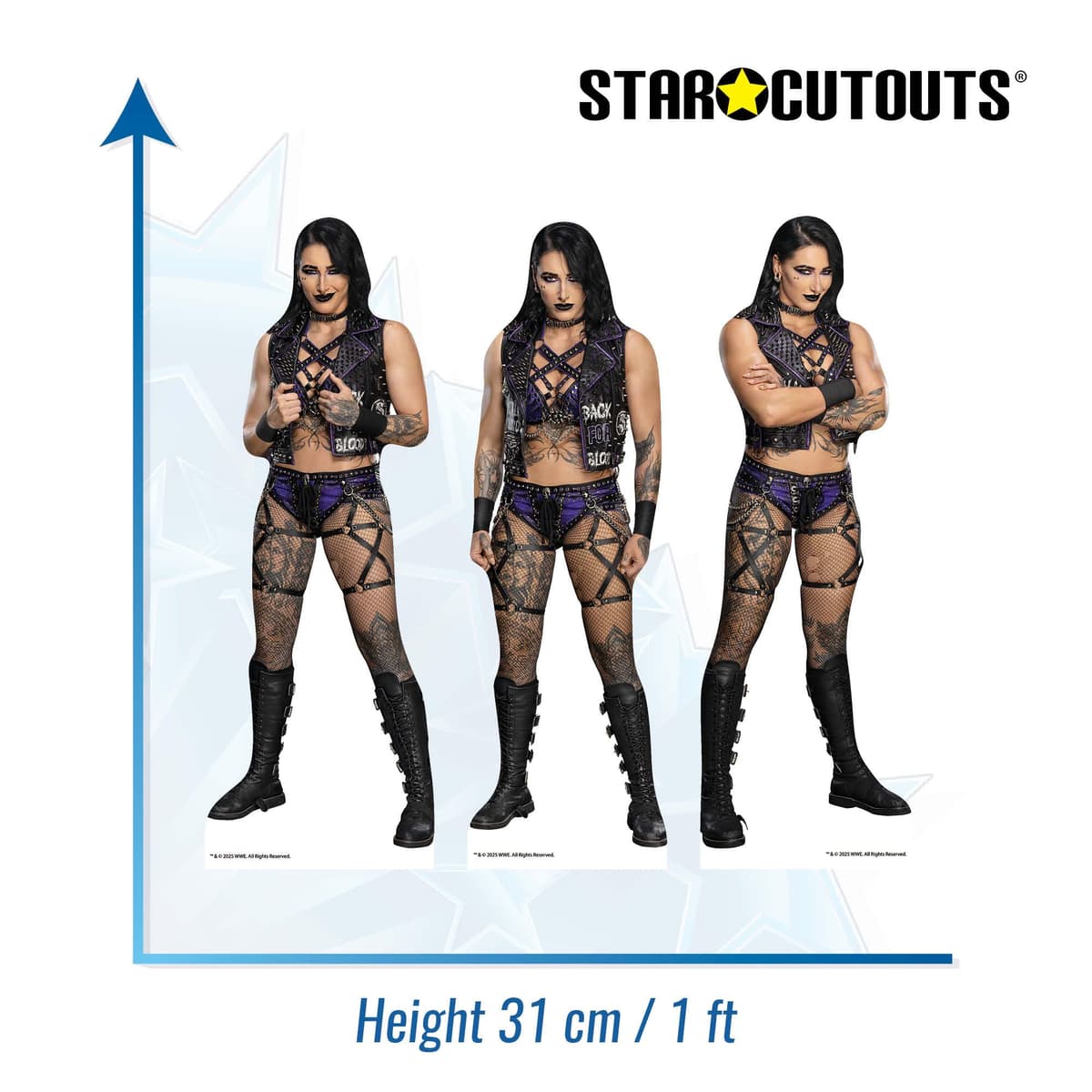 Star Cutouts SC4577 WWE Rhea Ripley 3-Pack Shelf Top Cardboard Cutouts – Wrestling Fan Display, Party Décor & Collector Gift — view 3