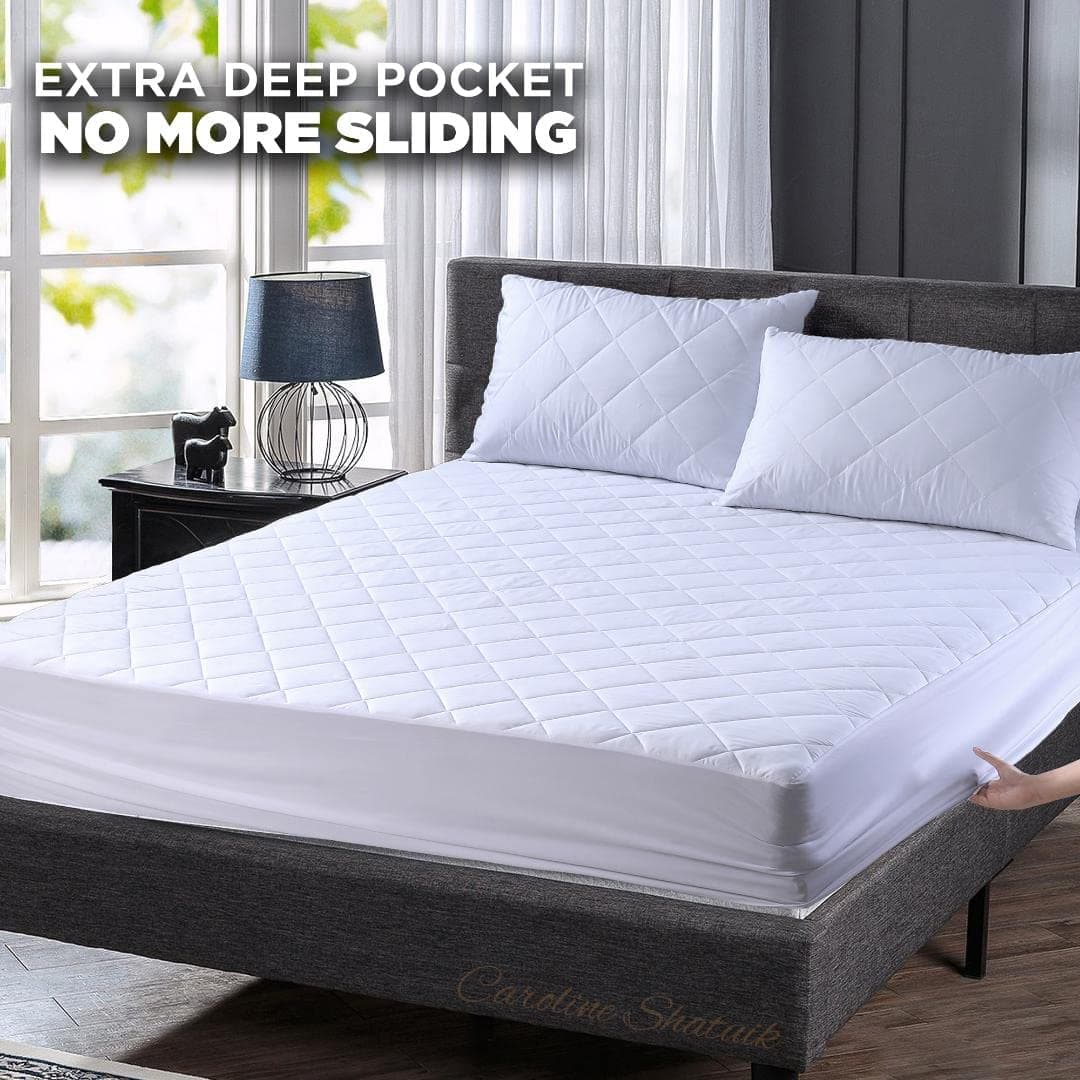 Caroline Shatuik Mattress Protector Double Bed Extra Deep fitted 40cm Stretch Skirt Anti Allergy- Mattress Topper Cover(137 X 190cm) Not Waterproof — view 3