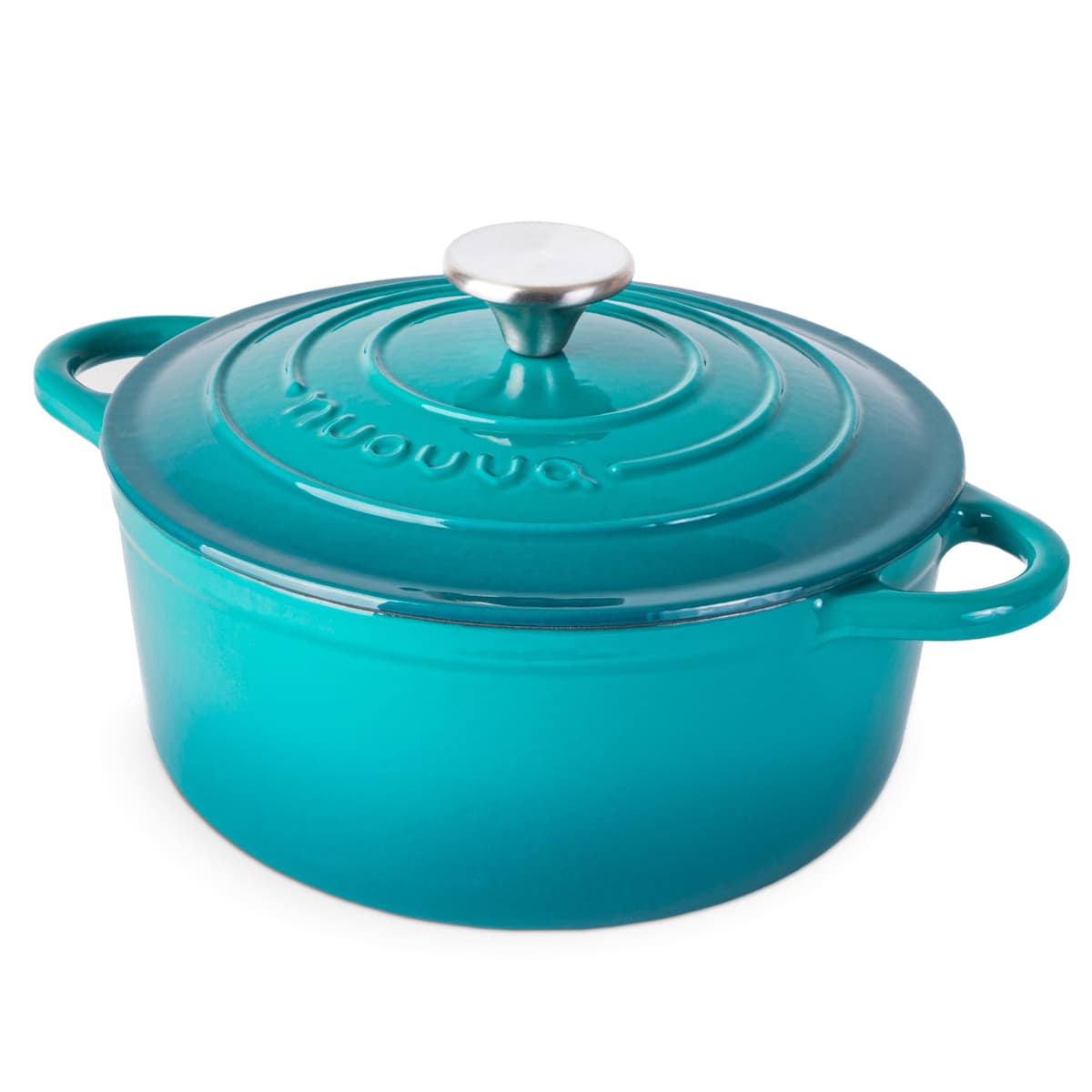 Nuovva Enamelled Cast Iron Dutch Oven Pot with Lid – 3.1 Quart Casserole Dish – Ceramic Dutch Oven for Bread Baking, Roasting, Braising & Stews – Oven Safe up to 500°F – 22cm Teal