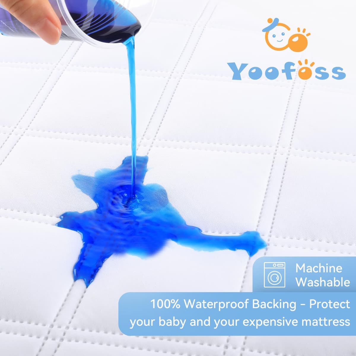 Yoofoss Next to Me Crib Mattress Protector 51 x 85 cm Waterproof Next to Me Mattress Protector 2 Pack Breathable & Comfortable Baby Mattress Cover White — view 5