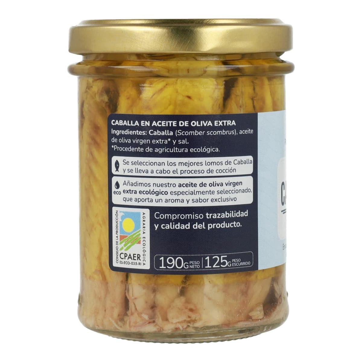 PLANETA HUERTO | Pack 3x Caballa en Aceite de Oliva Virgen Extra 190 g, Conserva Ecológica Artesanal - Caballa en Conserva Rica en Omega‑3 DHA, Fuente de Proteína Natural y Sabor Mediterráneo — view 3