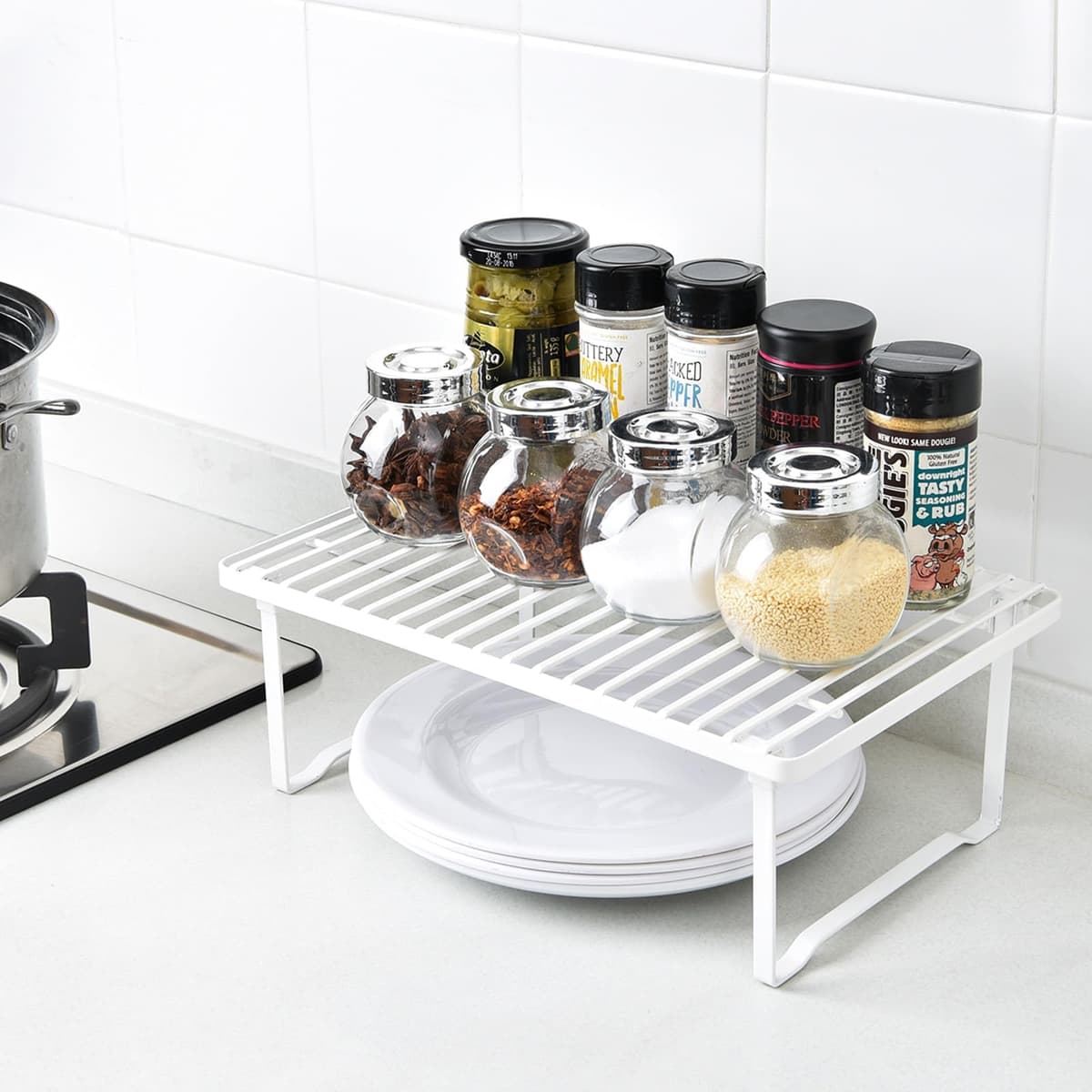 Amazon Basics Estantes de cocina apilables para almacenaje, Blanco, 20.3 D x 31.6 W x 11.4 H cm — view 7