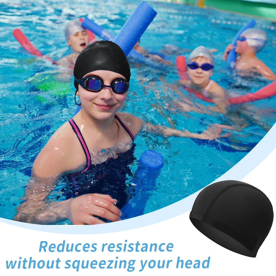 WeddHuis 2 Pcs Unisex Gorro de Natación Gorro Elásticos de Baño Piscina Mujer y Hombre Gorro de Baño para Pelo Largo y Corto Gorros de Piscina Suave y Cómodo — view 5