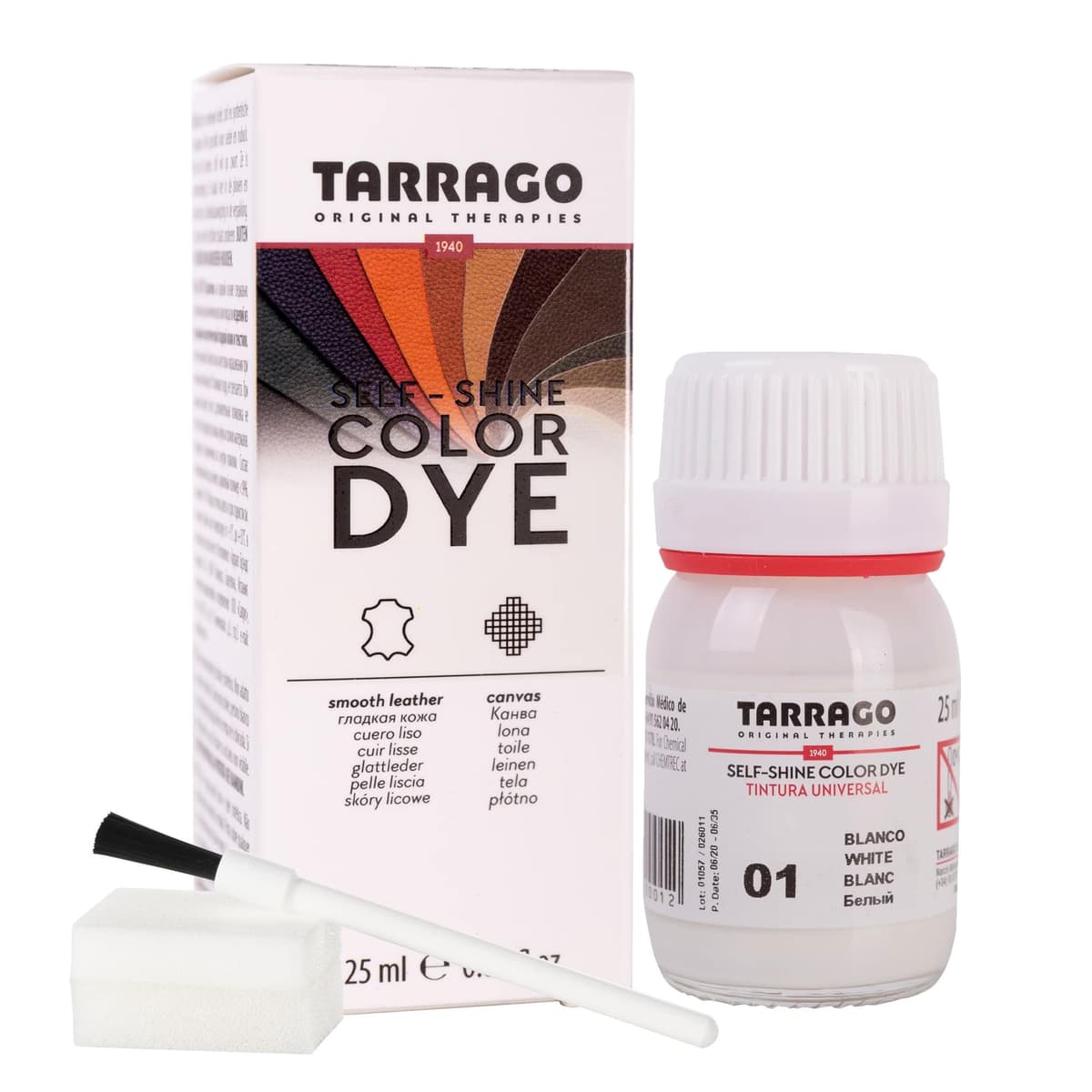 Tinte para Zapatos y Bolsos de Cuero y Textil con Esponja y Brocha | Cubre Rozaduras y Desgastes del Calzado | Gama de 90 colores — view 89