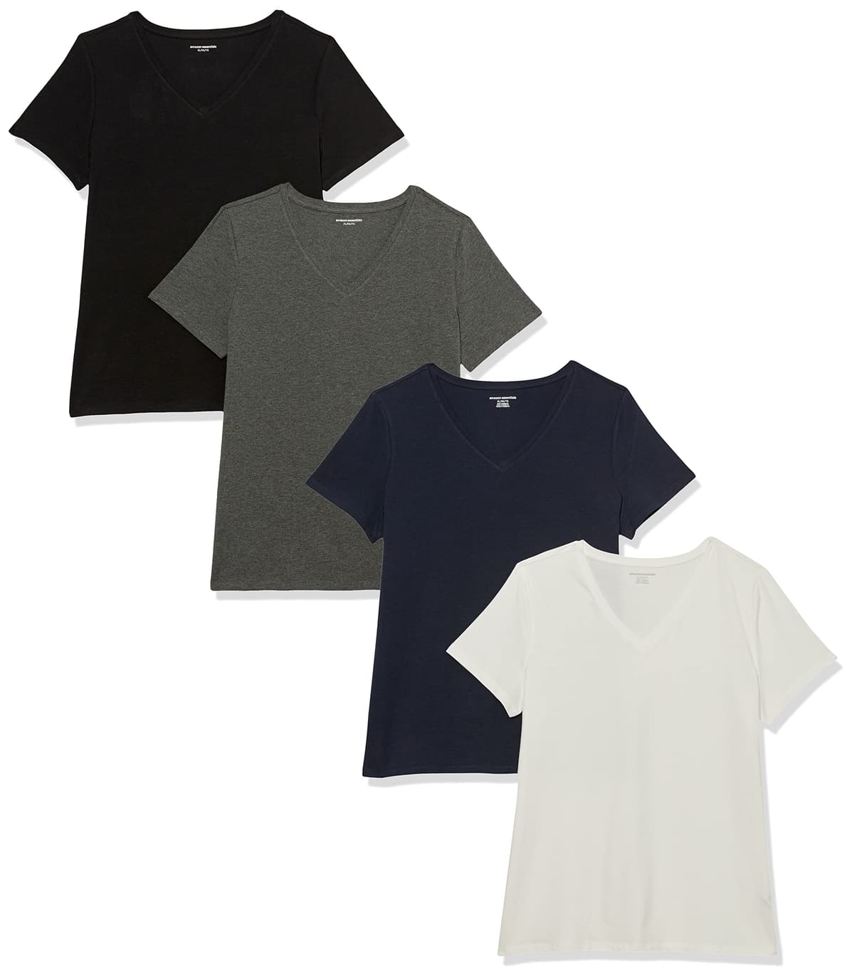Amazon Essentials Camiseta de Manga Corta y Corte Estándar (Opciones de Cuello Redondo y Cuello en V) Mujer, Paquetes Múltiples