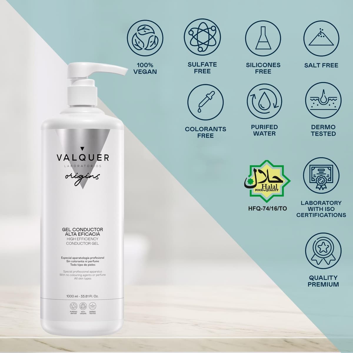 VALQUER Gel Conductor de Ultrasonidos Facial y Corporal | Uso Profesional en Radiofrecuencia, Depilación Láser, Microcorrientes, IPL y Cavitación | Base Agua, Incoloro e Inoloro | 1 L — view 2