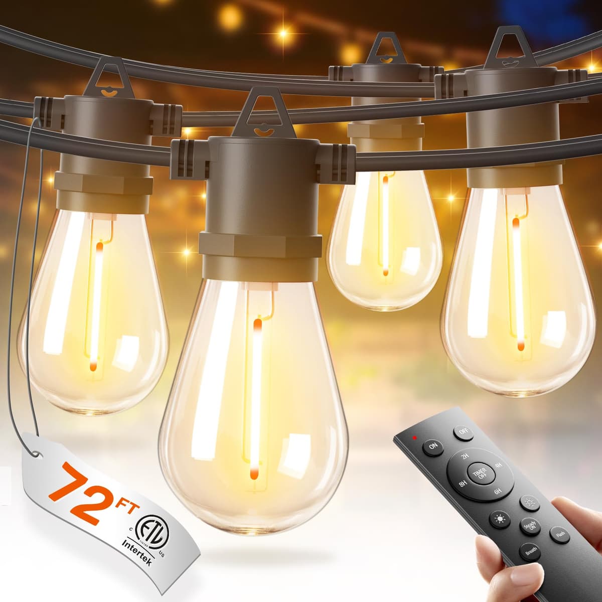 addlon 25FT LED Outdoor String Lights with Edison Shatterproof Bulbs, Heavy-Duty and Weatherproof Strand, Commercial Grade Patio Lights, Decorative for Garden or Patio, Black — view 10