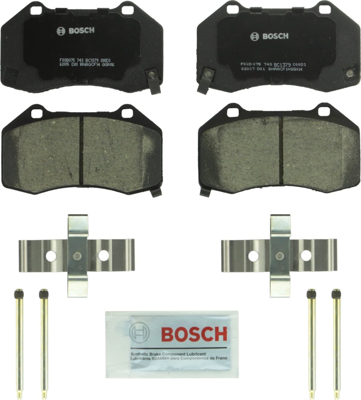 Bosch BC914 QuietCast Premium Ceramic Disc Brake Pad Set For: Acura ILX; Honda Accord, Civic, CR-V, Element, Fit, Front — view 256