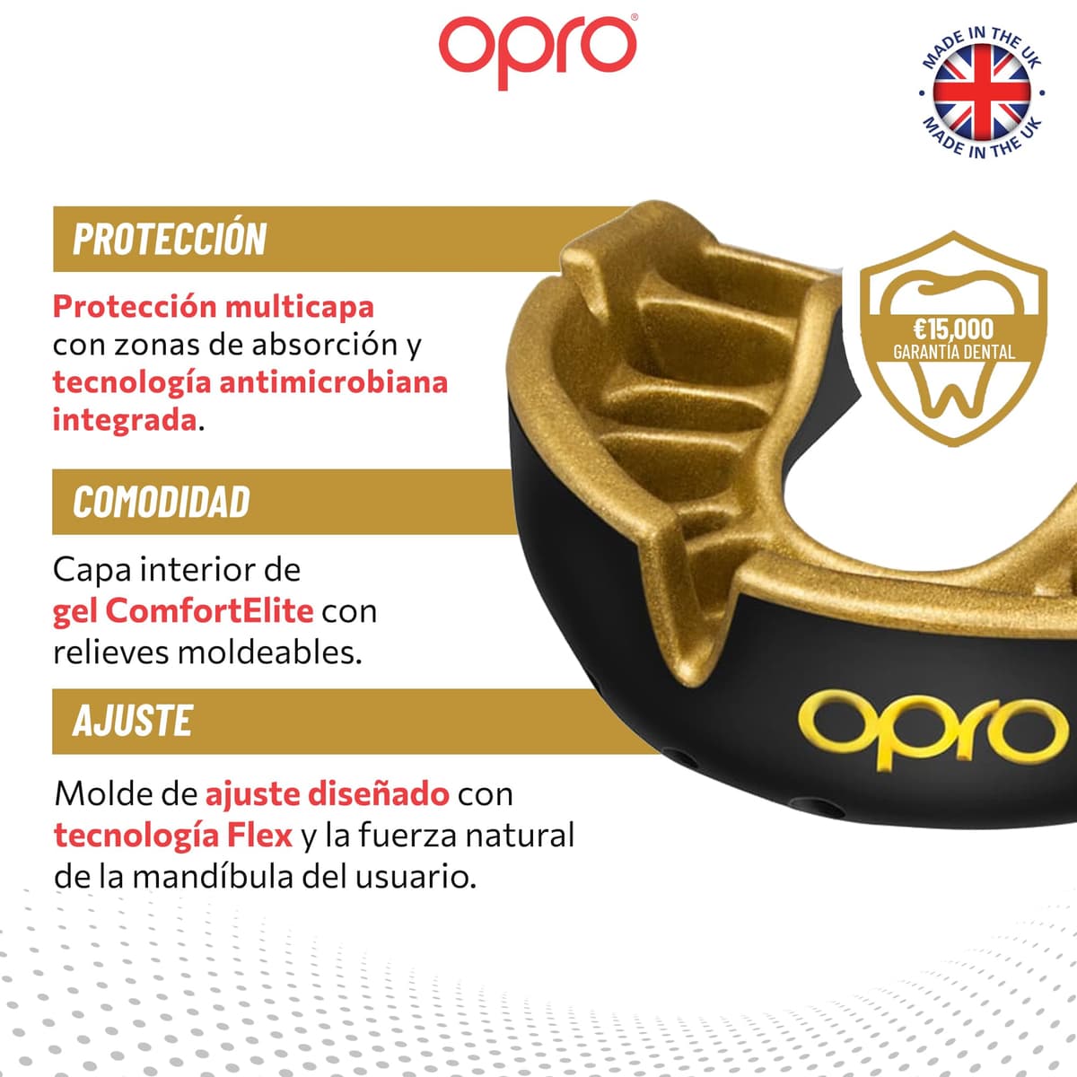 OPRO Protector Bucal Nivel Oro – Ajuste Premium para Adultos y Niños – Bucal para Boxeo, MMA, BJJ, Rugby y Hockey – Moldeo Fácil – con Garantía Dental Incluida — view 3