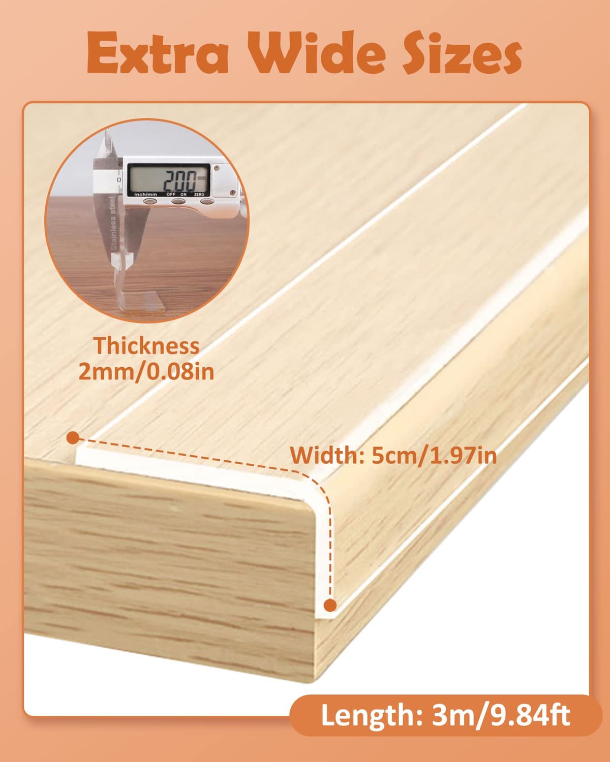 Loiion Protectores Esquinas Bebes Transparente, 3m Pre-Adhesivo Extra Fuerte Cinta Nano Tape, Multifuncional Protectores para Esquinas y Bordes, Protección para los Bordes y Esquinas (5cm Ancho) — view 5