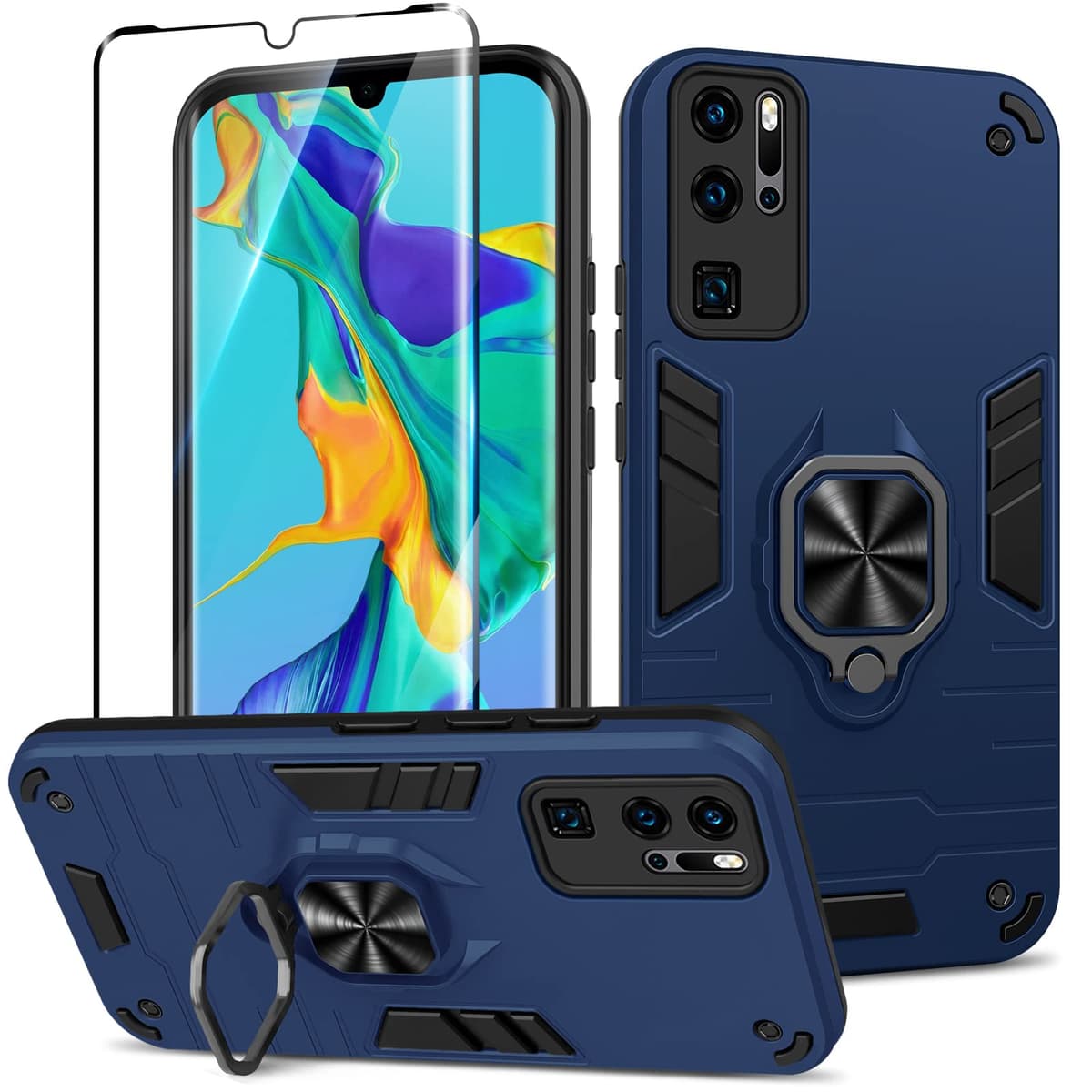 Btstring Funda para Honor Magic 6 Pro, Carcasa Antigolpes con Soporte anular metálico, Case Protectora de Grado Militar, Negro — view 245