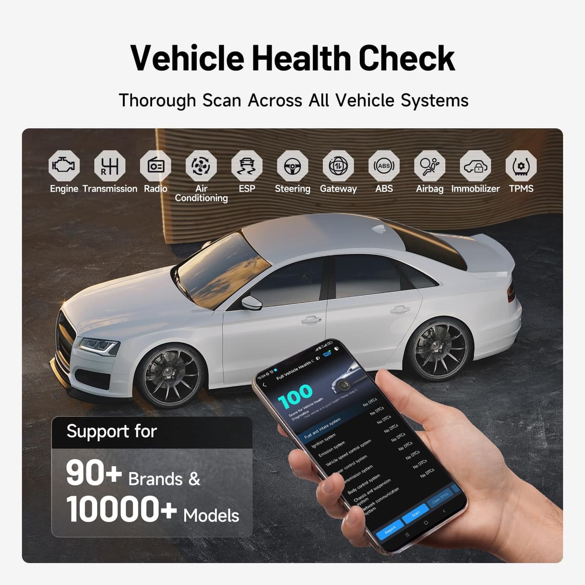 TOPDON CarPal A, OBD2 Scanner, All System Diagnosis, Wireless Bluetooth Diagnostic Tool, Vehicle Health Check, Smog Check, Repair Guide, Engine Inspection, Vehicle Performance Test — view 2