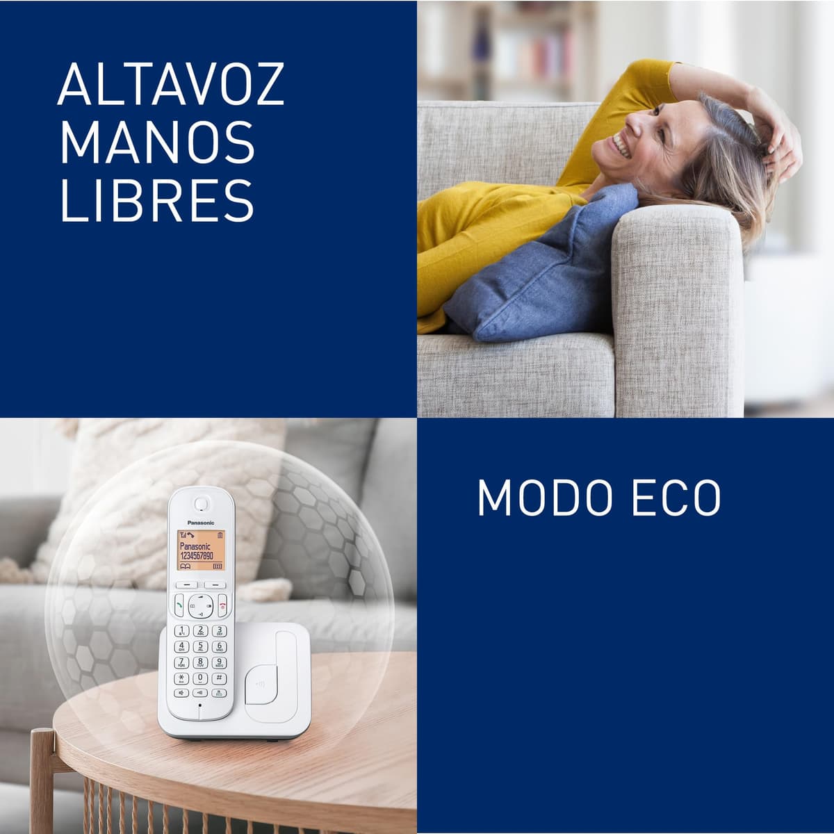Panasonic KX-TGC210SPW Teléfono Inalámbrico Digital, Unidad Base y 1 Auriculares, Identificador y Bloqueo de Llamadas, Altavoz Manos Libres, Modo Ecológico, Reloj Despertador, Pantalla LCD, Blanco — view 4