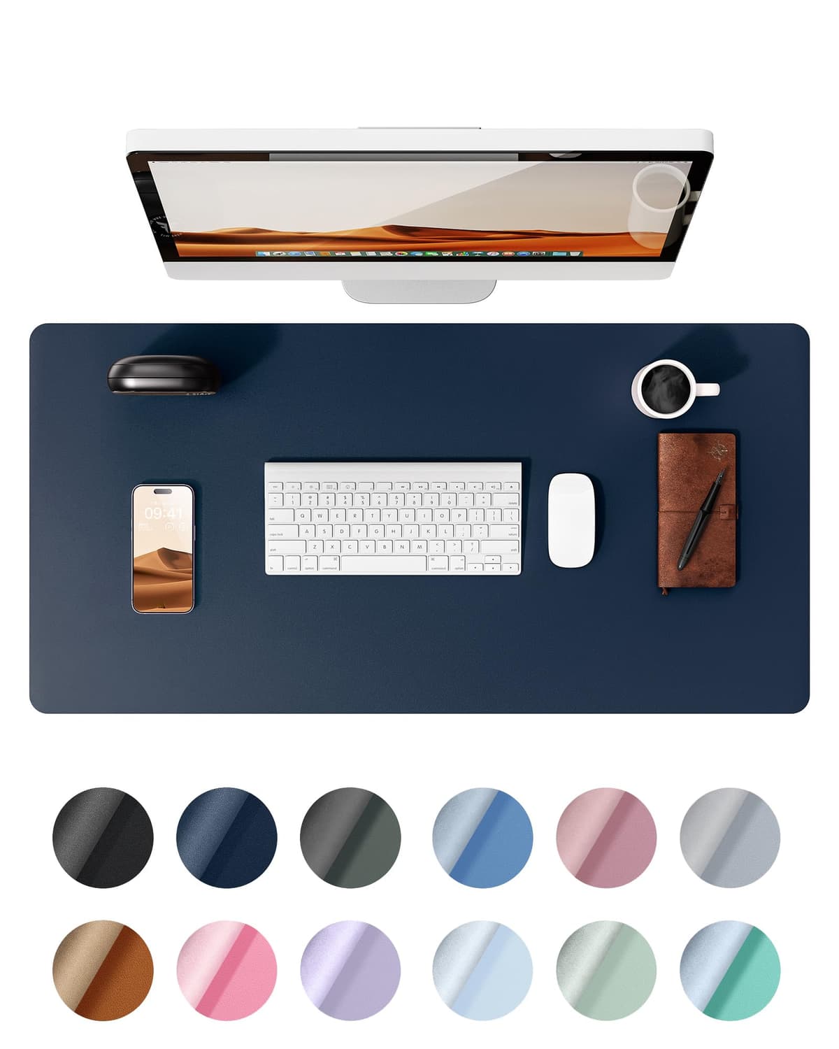 YSAGi Leather Desk Mat, Large Mouse Mat, Non-Slip Desk Pad, Waterproof Leather Table Protector Writing Pad for Office and Home (60 x 35 cm, Black) — view 40