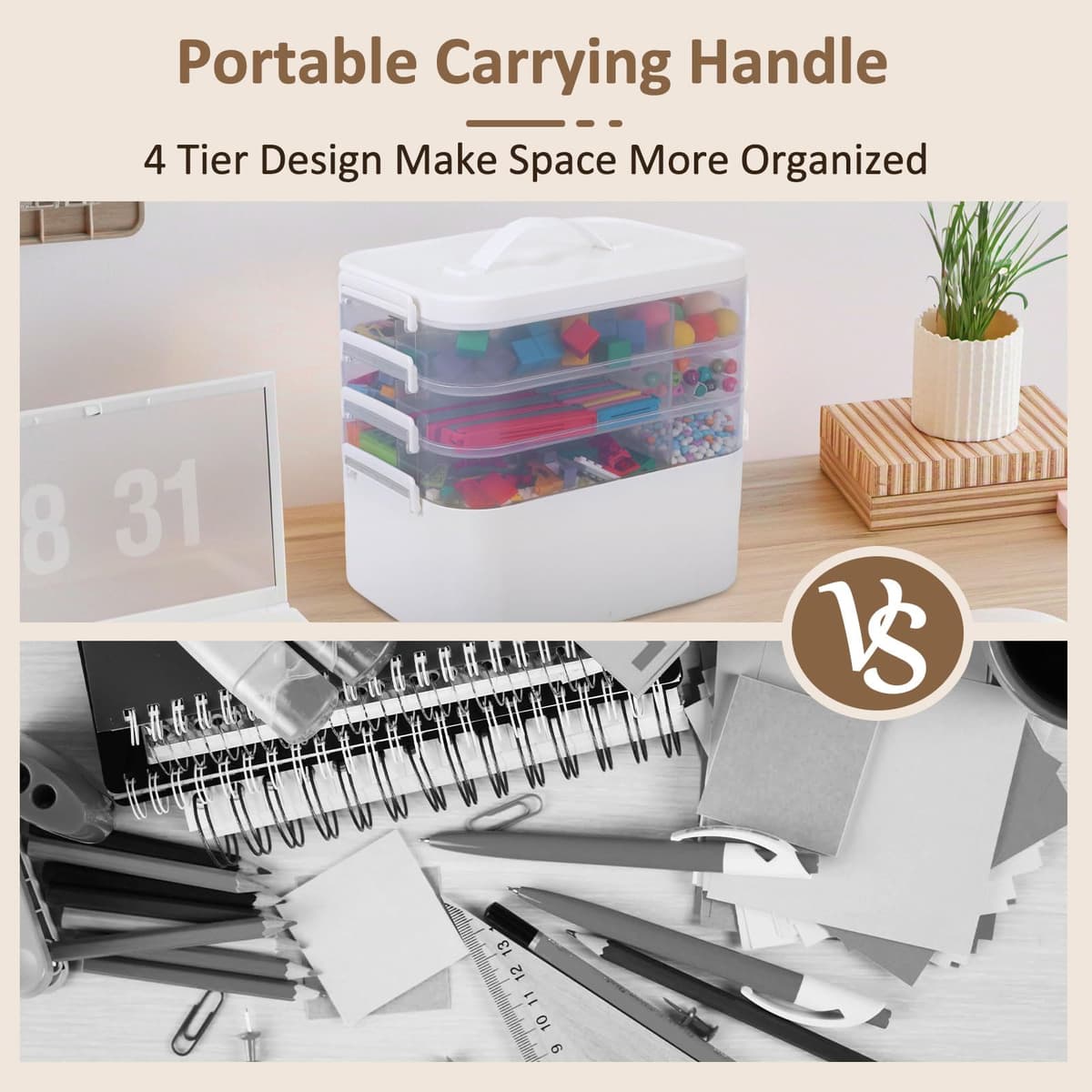 Gifhomfix 4-Layer Plastic Craft Organizers and Storage Box with Removable Trays, Storage Containers with lids and Handle, Art Supply Storage Organizer for Organizing Bead, Sewing, Tool — view 5