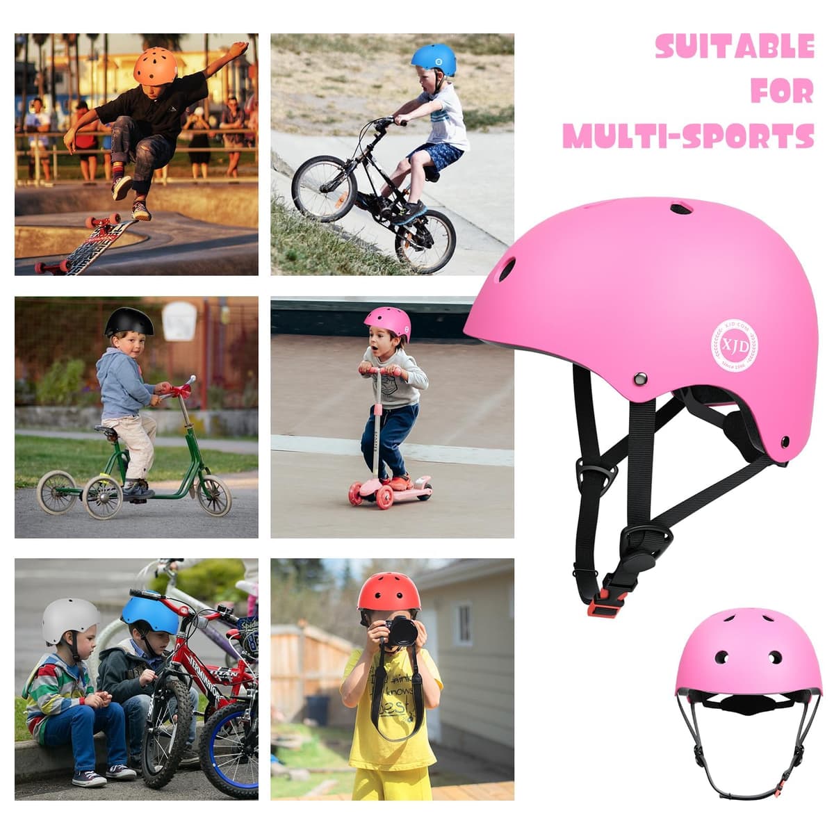 XJD Casco de Ciclismo para Niños Ajustable Casco Bicicleta Niño Casco Infantil Patinete Rollerskate de 3 a 14 Años Protecciones para Múltiples Deportes — view 27