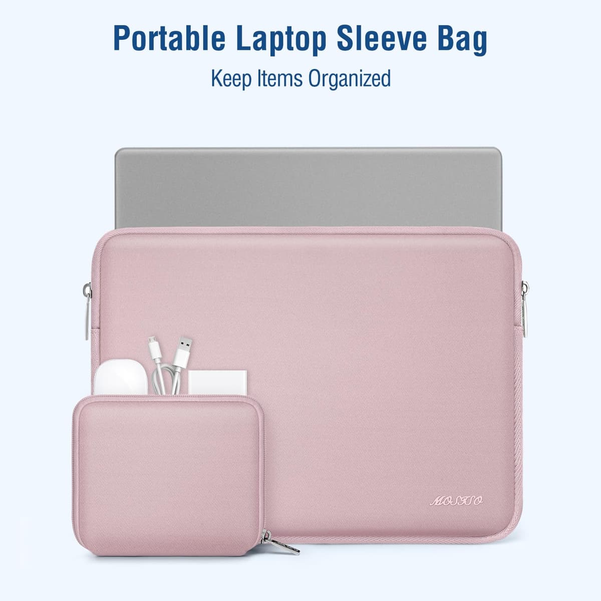 MOSISO Laptop Case 13 inch, 13 inch Laptop Sleeve Bag Compatible with MacBook Air M5 M4 M3 M2 M1 2026-2018 / Neo A18 chip/Pro 13 M2 M1, Neoprene Computer Sleeve Bag with Small Case, Baby Pink — view 3