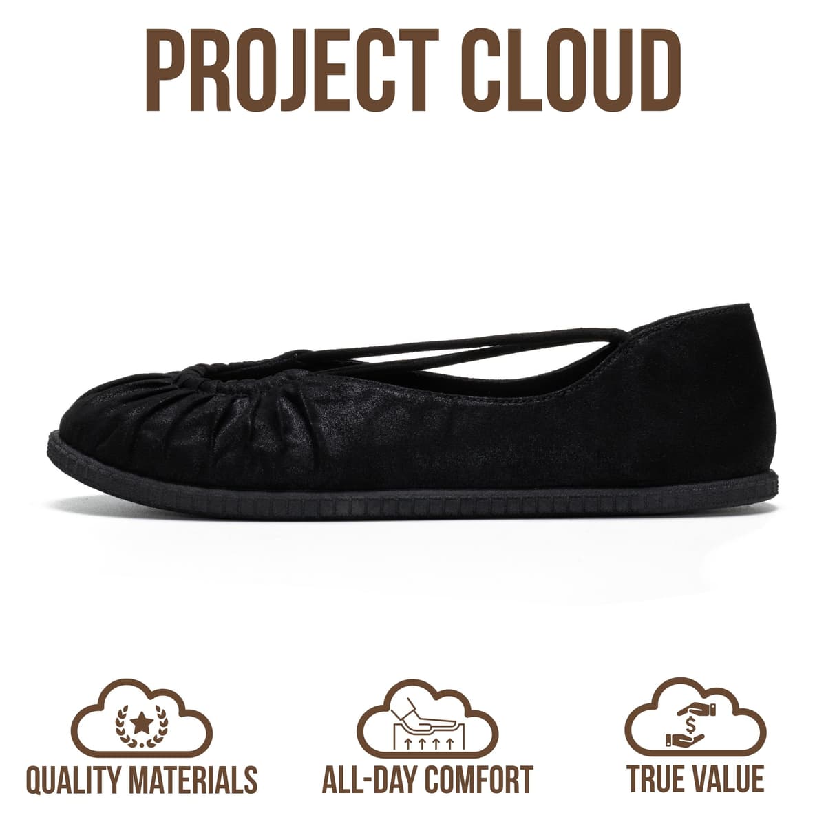 Project Cloud Ballet Flats for Women Comfortable Womens Shoes with Memory Foam Insole & MicroSuede Upper - Mary Jane Shoes Women Footwear - Lightweight Ballerina Womens Flats (Cheers) — view 3
