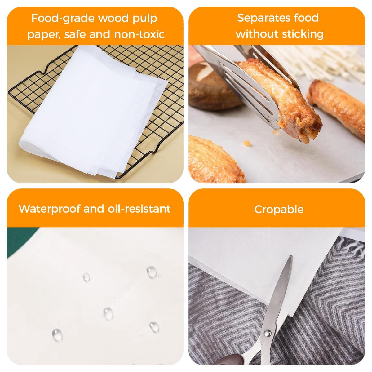 100 Hojas de Papel Encerado para Alimentos,33cm×23cm Papel Antigrasa,Papels Mantequilla,Hojas de Papels de Pan Blanco para Hamburguesas,Barbacoas,Hornear,Queso,Sándwiches,Resistente al Aceite — view 3