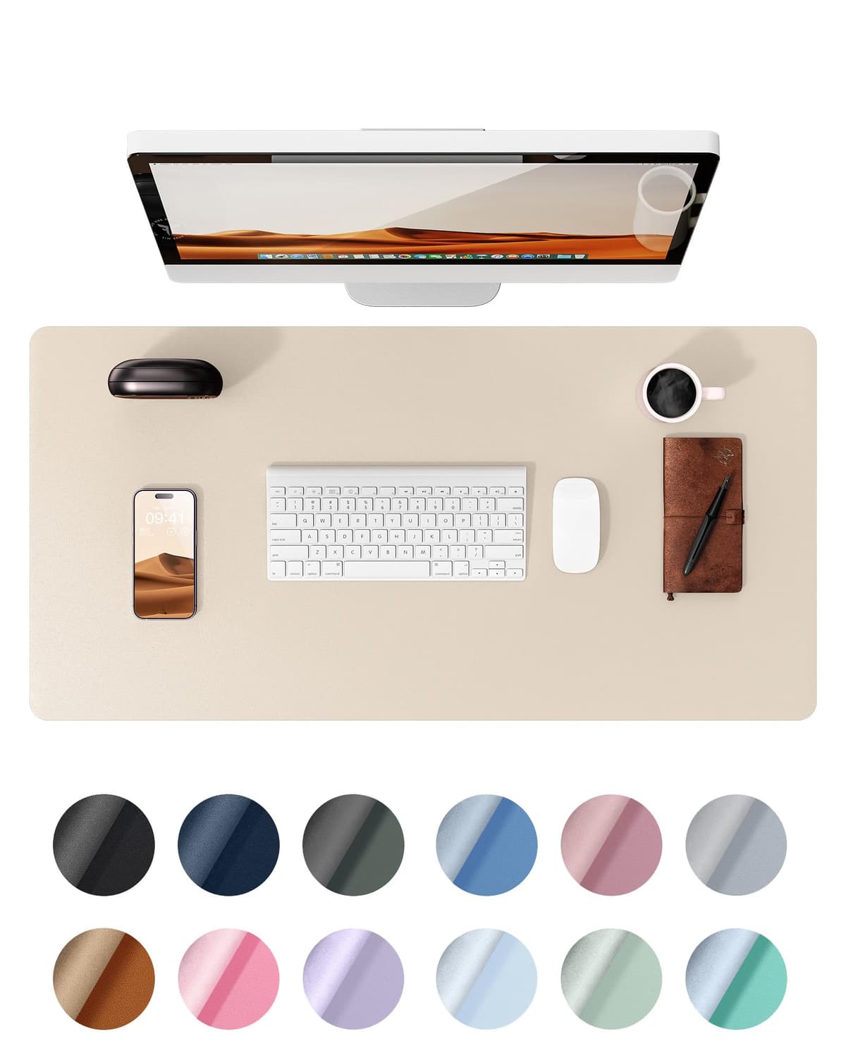 YSAGi Leather Desk Mat, Large Mouse Mat, Non-Slip Desk Pad, Waterproof Leather Table Protector Writing Pad for Office and Home (60 x 35 cm, Black) — view 47