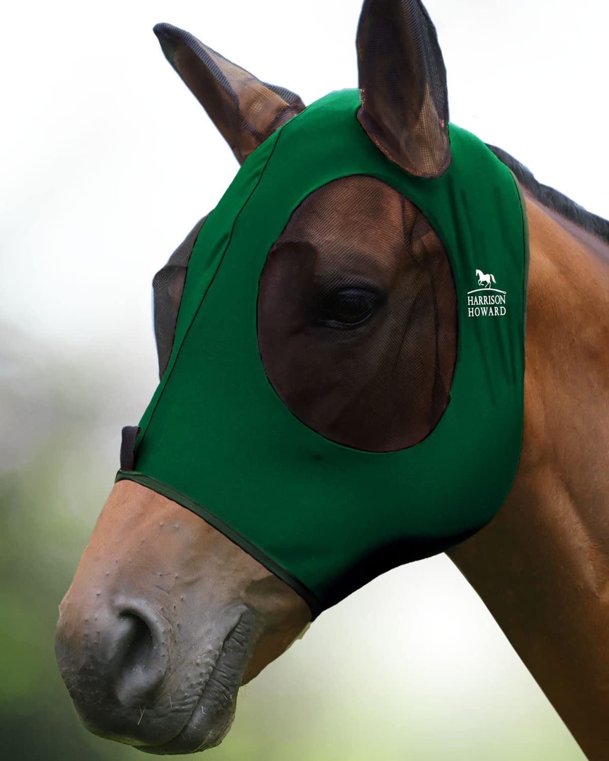Harrison Howard Máscara elástica para Moscas de Caballo, excelente Comodidad con protección UV, máscara estándar para Caballos, Azul Marino M — view 32