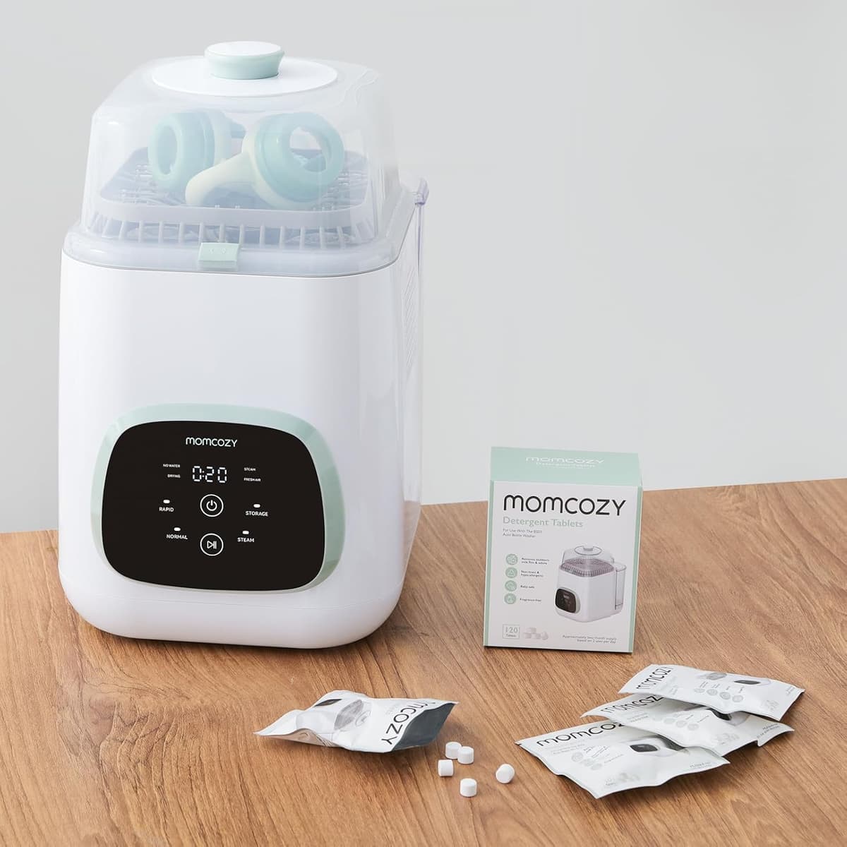 ​Momcozy Official Washing Block for KleanPal Pro Baby Bottle Washer, 120 Detergent Tablets for Cleaning Baby Bottles, Breast Pump Parts, Feeding Accessories, Rinse-Free, BPA-Free, Travel & Home Use — view 3
