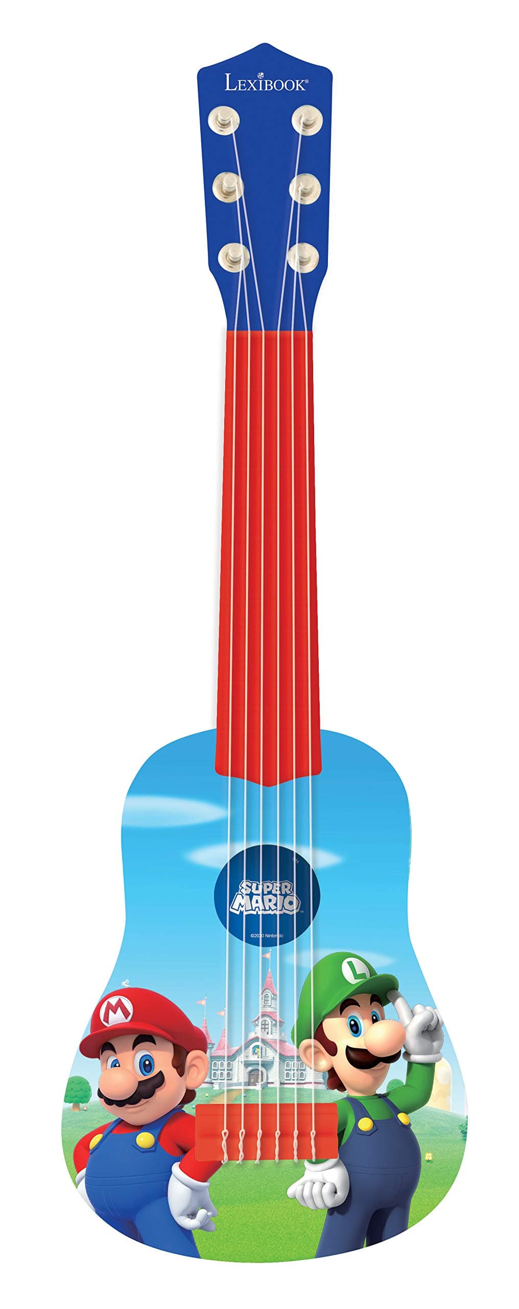 Lexibook, Super Mario, Mi Primera Guitarra acústica, 6 Cuerdas de Nylon, 53 cm, Guía de Aprendizaje incluida, Azul/Rojo, K200NI