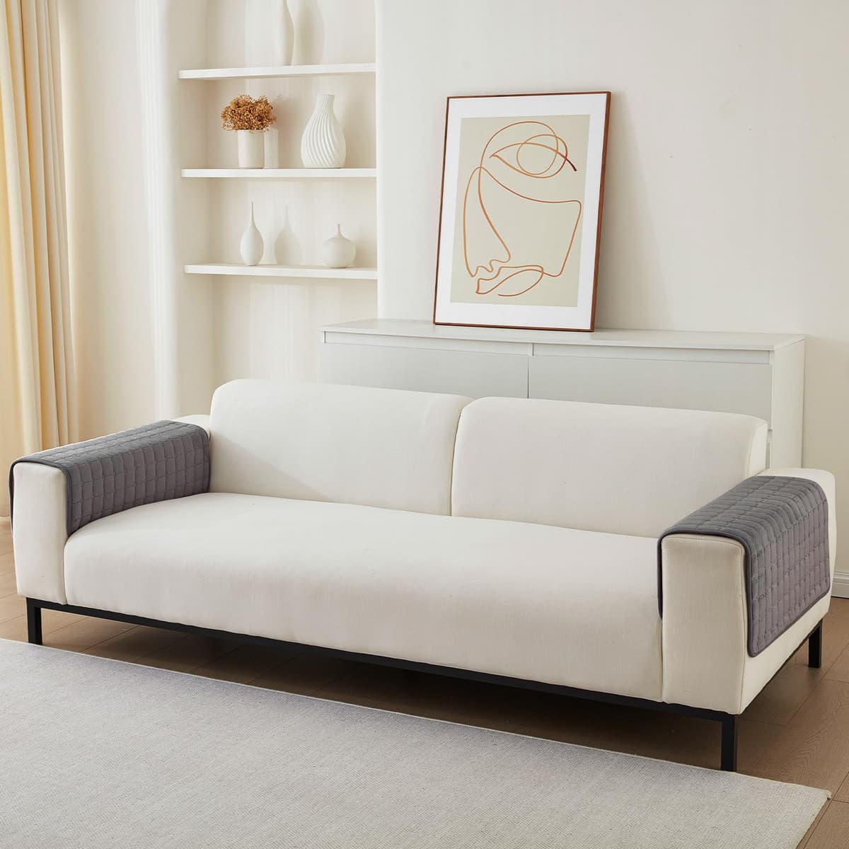 SHANNA Thick Rabbit Plush Sofa Cover 1 2 3 Seater, New Universal Non-Slip Corner Sofa Cover L Shape Super Soft Faux Fur Sofa Slipcovers for Living Room(Grey, 70 * 180cm Seater Cover) — view 40