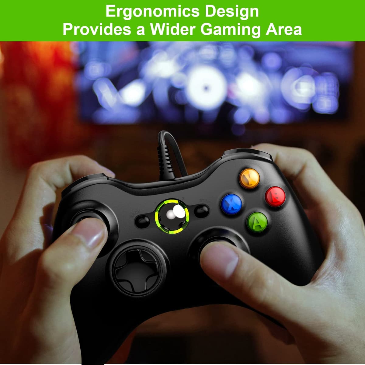 Mando para Xbox 360, Mando PC, USB Mando para Xbox 360/Xbox 360 Slim/PC Win7/8/10/11/XP Joystick Gamepad con Doble Vibración Wired Controlador — view 7