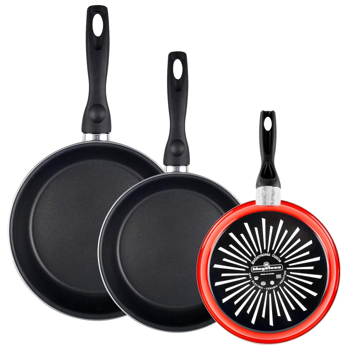 Magefesa K2 Gransasso set de 3 sartenes 24/26/28cm. Exterior gris, antiadherente bicapa efecto piedra, aptas para todo tipo de cocinas, especial inducción. Hasta 50% de ahorro energético. — view 8