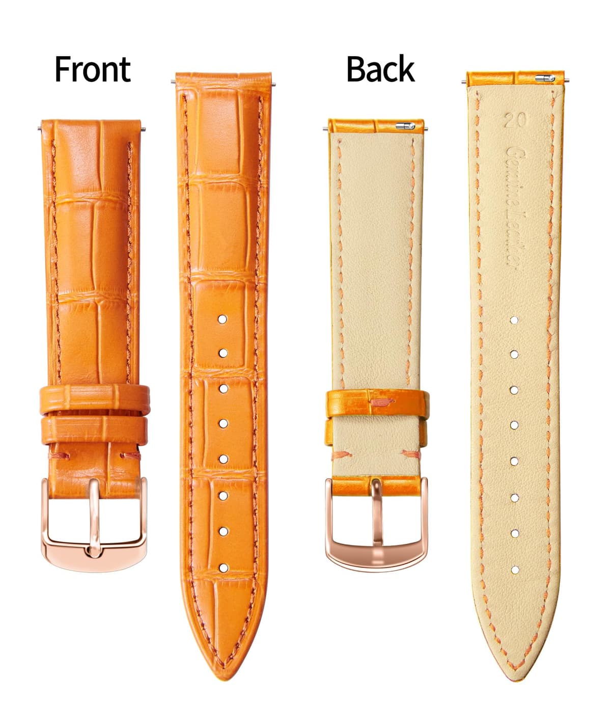 BINLUN Quick Release Leather Watch Straps Replacement Watch Bands Smart Watch Strap Crocodile Pattern in 10 Colors 13 Sizes with Silver/Gold/Rose-Gold Buckle for Men Women(10mm-24mm) — view 34