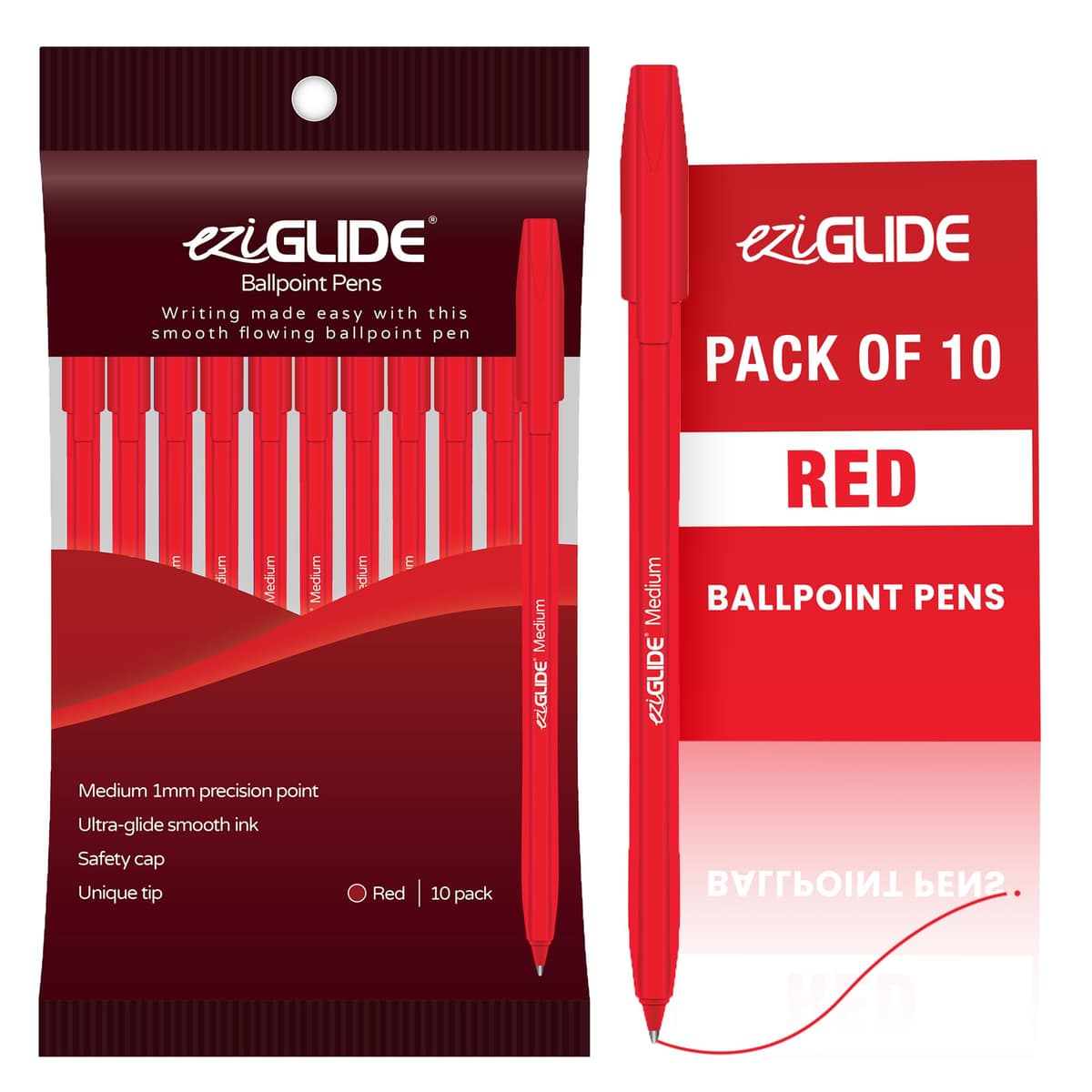 Eziglide 10-Pack Ballpoint Purple Pen Set - Medium Point 1.0mm for Effortless Writing & Comfortable Grip - Ball Point Pens Ideal for School, Exams, Home or Work Stationery Supplies — view 28